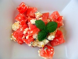 Salata de pepene rosu cu telemea marinata - Watermelon salad with marinated feta