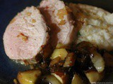 Cider Glazed Pork Loin with Fennel – Apple Relish and Cauliflower Puree