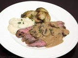 Curried Flank Steak with Mushrooms and Low-Carb “Mock” Mashed Potatoes