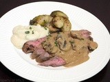 Curried Flank Steak with Mushrooms and Low-Carb “Mock” Mashed Potatoes