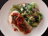 Grilled Halibut with Pico De Gallo and Avocado Salad