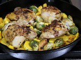 Quick, Comforting, One Pan Chicken with Delicata Squash and Brussels Sprouts