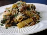 Rigatoni with Sausage, Eggplant, Mushrooms and Tomatoes