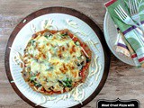 5 Ingredient Meat Crust Pizza with Spinach, Mushrooms, and Mozzarella Cheese