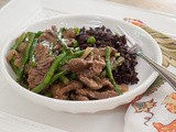 Asian Beef Stir Fry with Asparagus and Mushrooms in Oyster Sauce