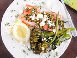 Baked Salmon with Lemon, Thyme, Capers and Feta Cheese