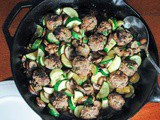Beefy Meatballs with Roasted Mushrooms and Zucchini