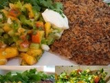 Black Bean and Quinoa Burgers with Peach Salsa