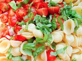 Caprese Pasta Salad with Orecchiette, Tomatoes and Basil