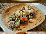 Chicken Wrap Sandwiches with Eggplant, Hummus, and Feta Cheese