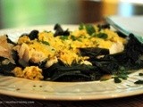Cod Baked in Packets with Kale and a Spicy Mustard Sauce