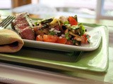 Garlicky Roasted Eggplant Salad with Tomatoes and Feta Cheese