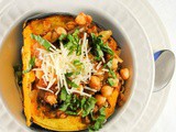 Italian Roasted Acorn Squash Stuffed with Pancetta, Mushrooms and Chickpeas