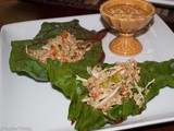 Lettuce Wraps with Chard, Shrimp, Brown Rice and a Chili Garlic Peanut Sauce