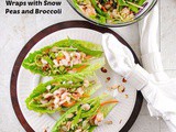 Lettuce Wraps with Shrimp, Snow Peas, Broccoli and Orange Ginger Dressing