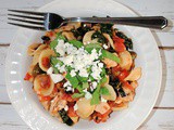 Mediterranean Orecchiette Pasta with Chicken, Kale, Basil and Feta Cheese