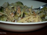 Quinoa Pasta and Brussels Sprouts in Walnut Sauce