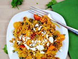 Spaghetti Squash with Oregano, Chicken, Tomatoes, Capers, and Feta Cheese