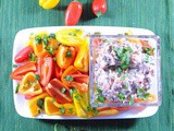 Spicy Mexican Bean Dip Appetizer with Baby Bell Peppers