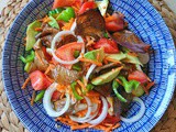 Refreshing salad with grilled oyster mushrooms