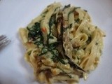 Pasta with mushroom and spinach