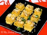 Khaman Dhokla/ Channa Dal Dhokla From Gujarat – Vati Dal Khaman Dhokla – Steamed Lentil Cakes