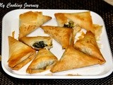 Spinach and Paneer Samosas - Baked Spinach Phyllo Samosas