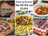 Planing repas de semaine du 07 au 13 Avril