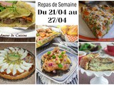 Planning de repas de la semaine du 21 au 27/04