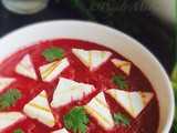 Beetroot Paneer Curry Recipe / Lightly Grilled Cottage Cheese In Creamy Beetroot Curry