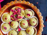 Pista Gulkand Laddu Recipe / Dairy Free, No Cook, Pistachio & Rose Petals Sweet Preserve Bites / Vegan Pistachio & Rose Petals Preserve Sweets Recipe