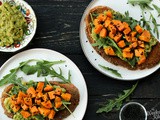 Avocado Toast with roasted sweet potato topping