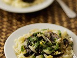 Orzo pasta salad with lemon mushrooms
