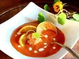 Tomato and orange soup with scallops….and a visit from Jack Frost