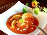 Tomato and orange soup with scallops….and a visit from Jack Frost