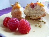 Peach Melba and Pistachio Mini Upside Down Cakes