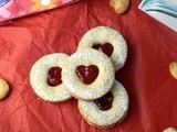Eggless Linzer Cookies | Strawberry Filled Almond Cookies | Heart Cookies Recipe