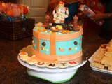 Ganesh Themed Buttercream Cake with Eggless Vanilla Sponge Cake Recipe