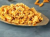 Indian Style Curried Pasta Recipe | Quick Rotini Pasta Using Leftover Chicken Curry