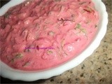 Beetroot cucumber raita