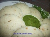 Rava Idli with Coriander chutney