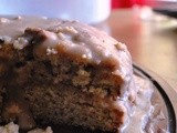 Financier cake with salted caramel icing