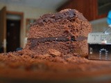 Old-fashioned chocolate cake with Galaxy dark chocolate icing