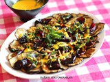 Slaatje van gegrilde aubergine met saffraan yoghurtsaus