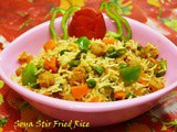 Soya Stir Fried Veggie Rice/ Quick & easy soya rice recipe