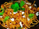 Spicy Spaghetti With Chickpea, Lettuce & Tomato