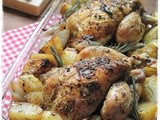 Galletti al forno con patate e scalogni