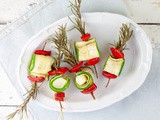 Barbecue veggie kebabs with feta and rosemary