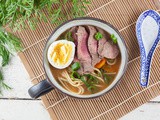 Beef and egg noodle soup