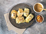 Chinese spring rolls with turkey, rice and carrot